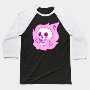 Pink Flame Skull Baseball T-Shirt